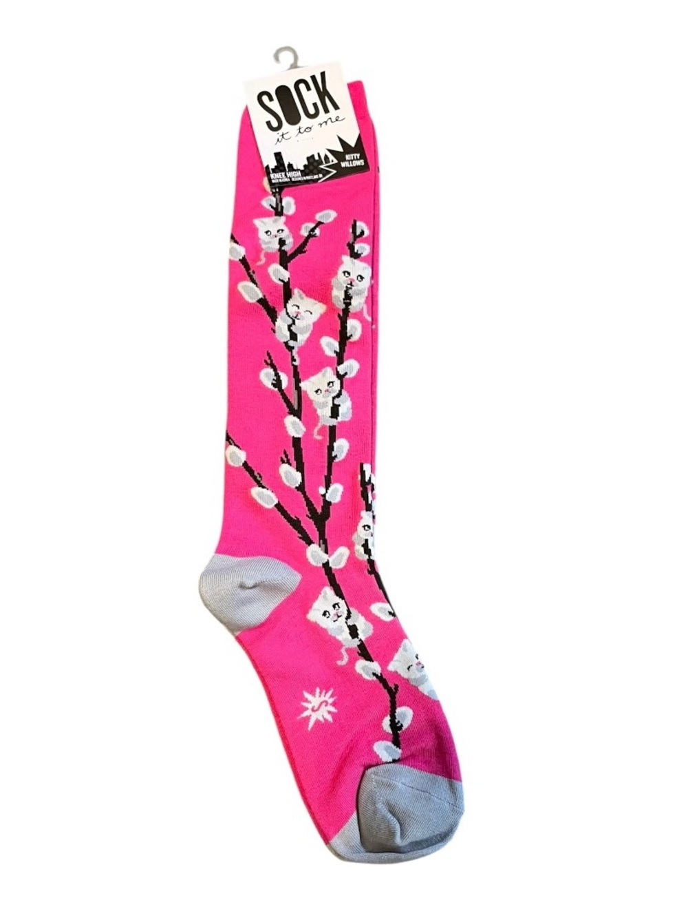 Sock It To Me Women's Pink Cat Branch Knee-High Socks